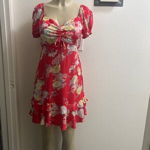 Floral Red Dress